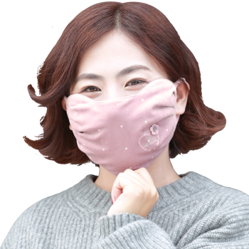ネオン保温マスク女性冬防塵防塵防塵目尻純綿マスクが顔を保護します 可愛い ファッション防風自転車マスクは水で洗うことができます チューリップの金糸绒黒色 2買って1つ送ります
