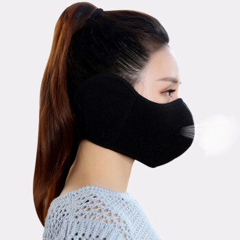 スエ子の韓国版の騎行口のカバーは男女防塵防寒口のイヤホンカバーに厚い保温性と通気性保護マスク黒の平均サイズがあります。
